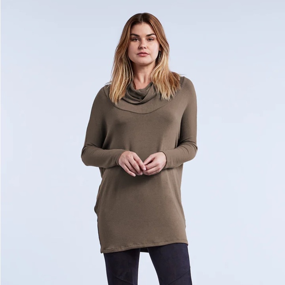 Laila Jayde Taupe Cowl Neck Tunic‎ Sweater